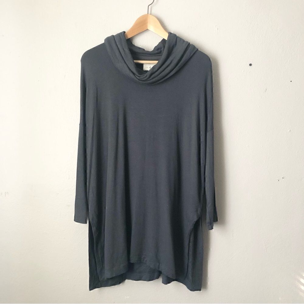 Lou & Grey oversized cowl neck tee shirt in dark grey size XS